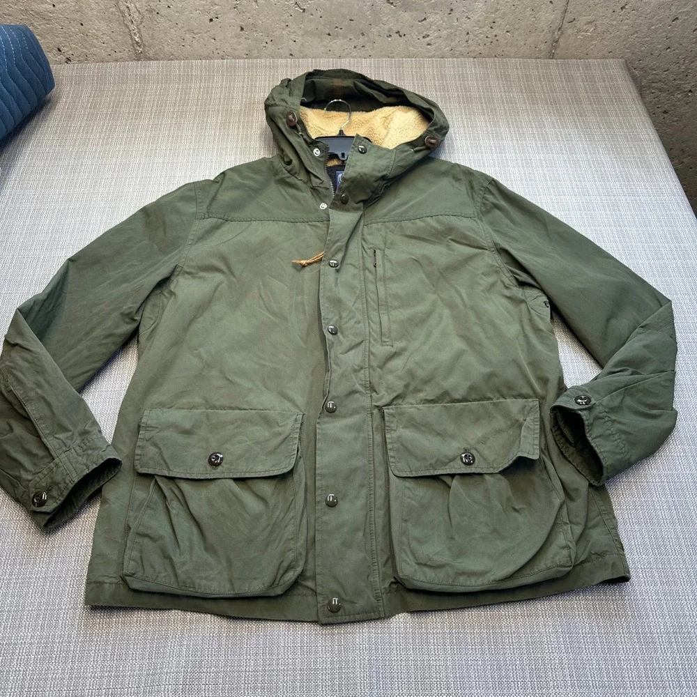 J. Crew Hooded Parka Mens XL Green‎ Field Jacket Wool Lined Utility Outfitter